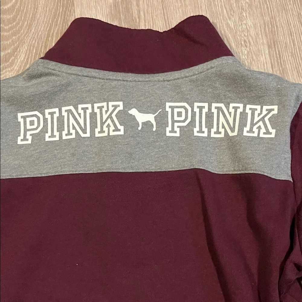 Victoria's Secret Burgundy and Gray Quarter-Zip Sweatshirt - Picture 6 of 6